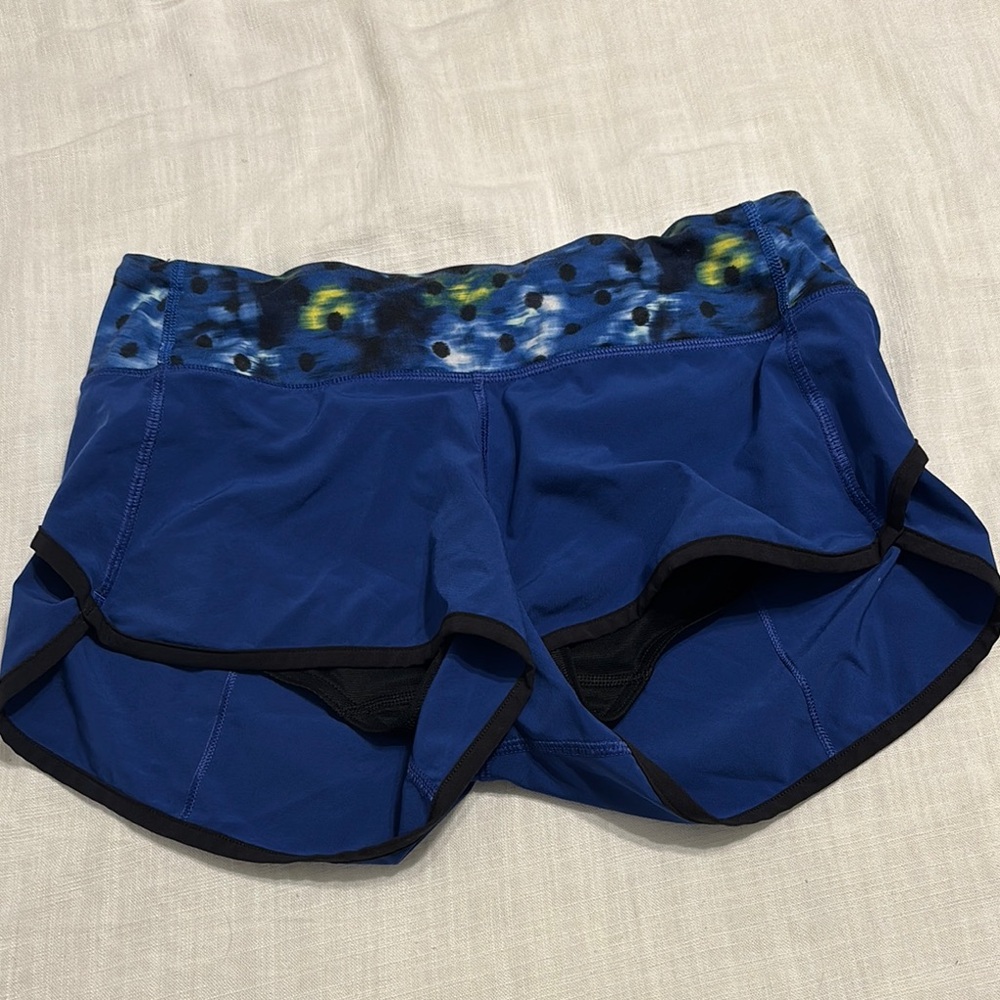 Lululemon Blue Athletic Shorts with Patterned Waistband